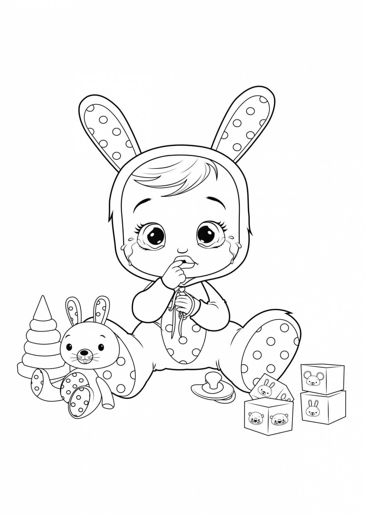 Adorable bunny doll coloring