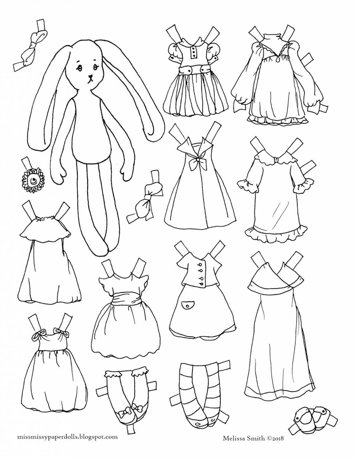 Cute bunny doll coloring