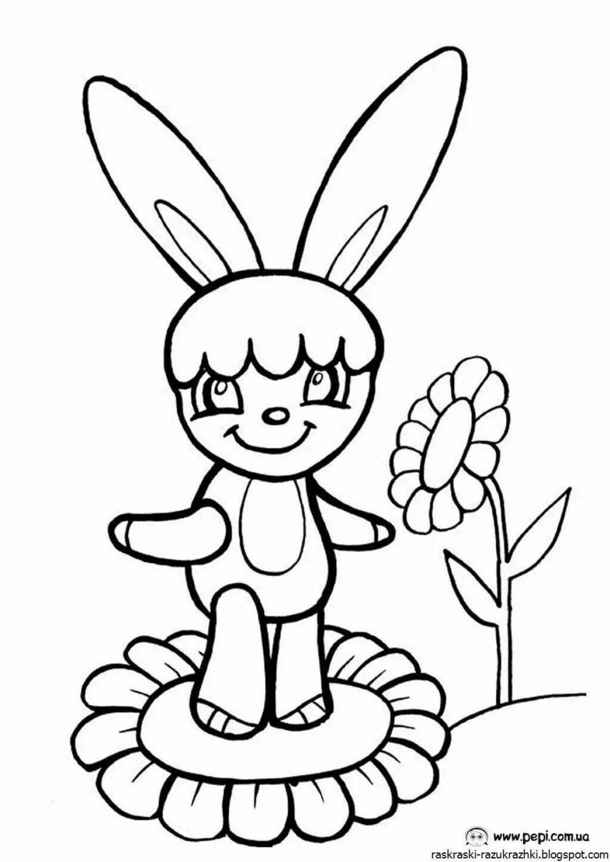 Joyful bunny doll coloring