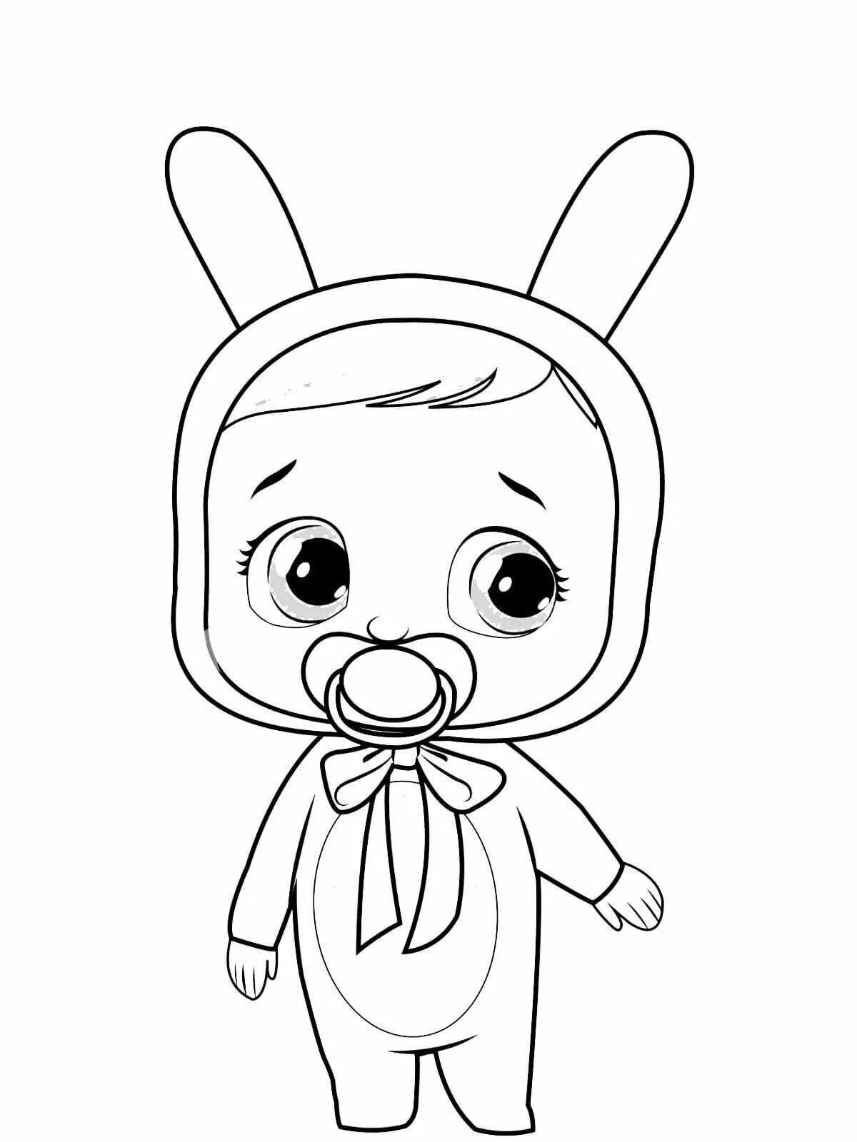 Bright coloring page bunny doll