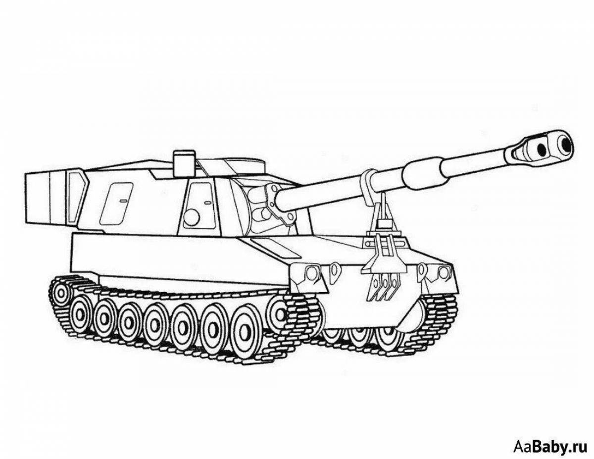 Смелая страница раскраски американского танка
