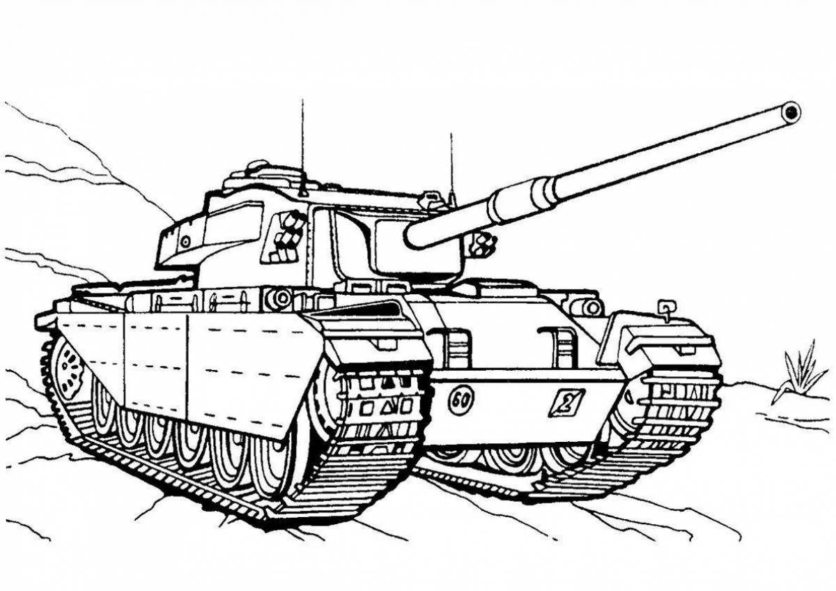 Coloring page of a powerful american tank