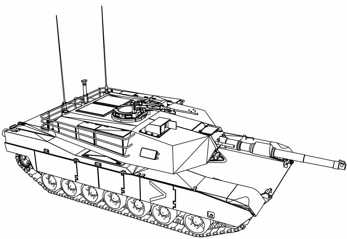 Замысловатая страница раскраски американского танка