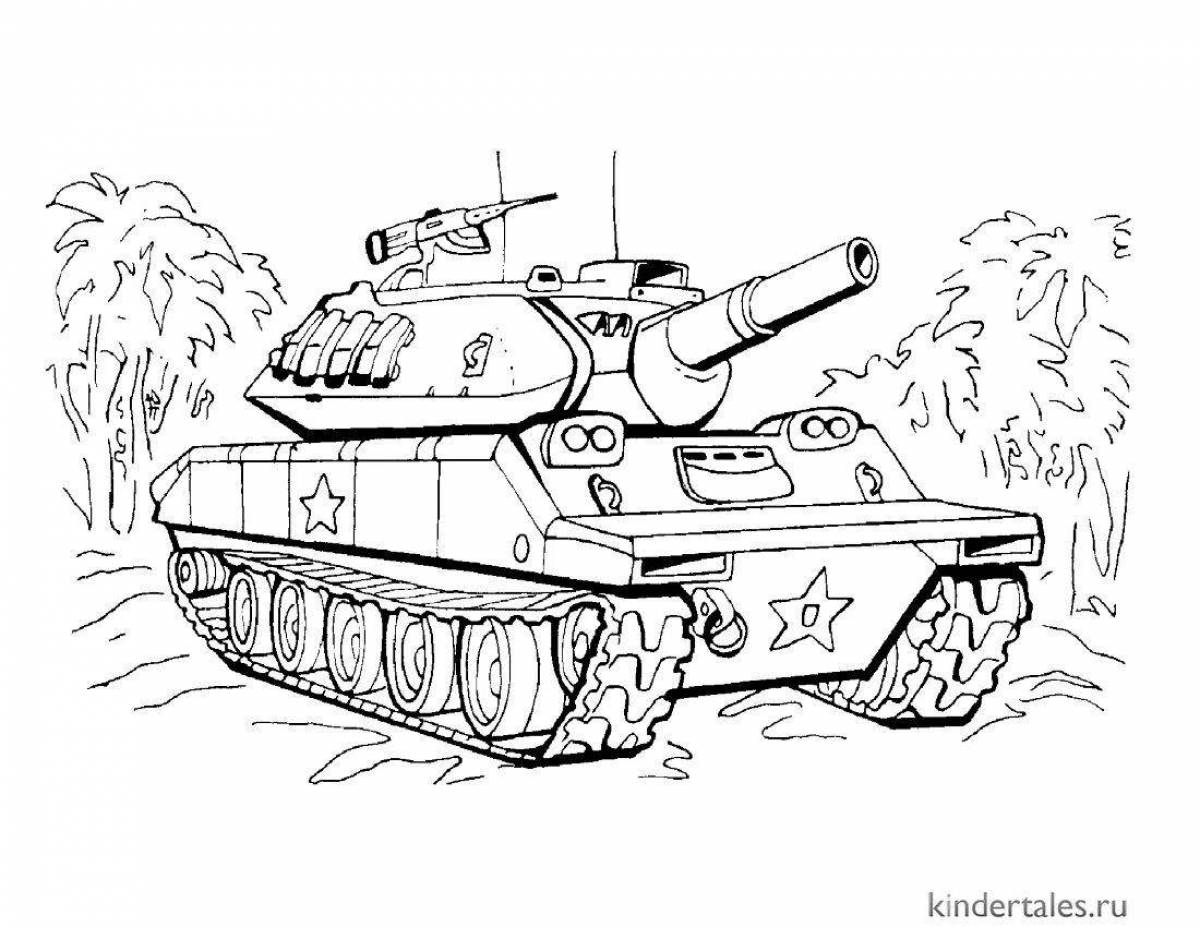 Detailed coloring of american tank