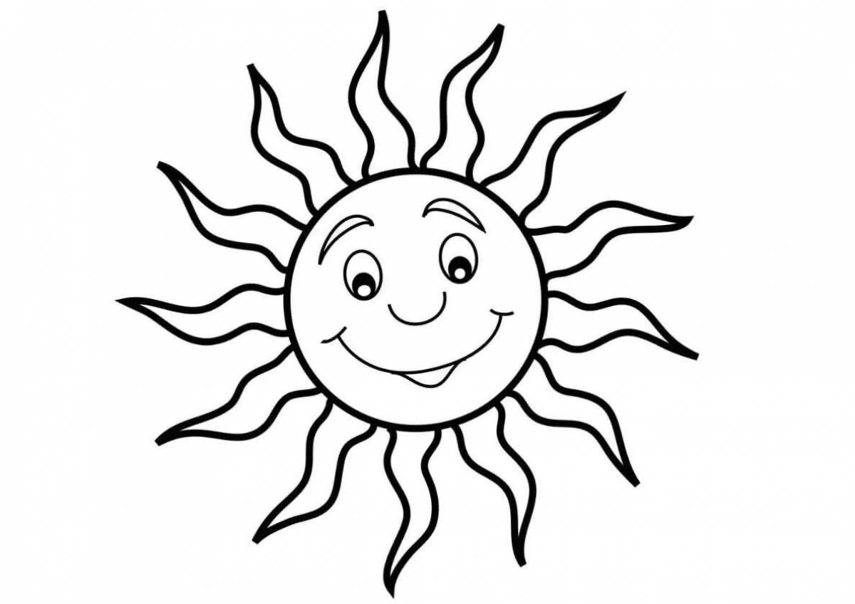 Анимированная страница раскраски солнца