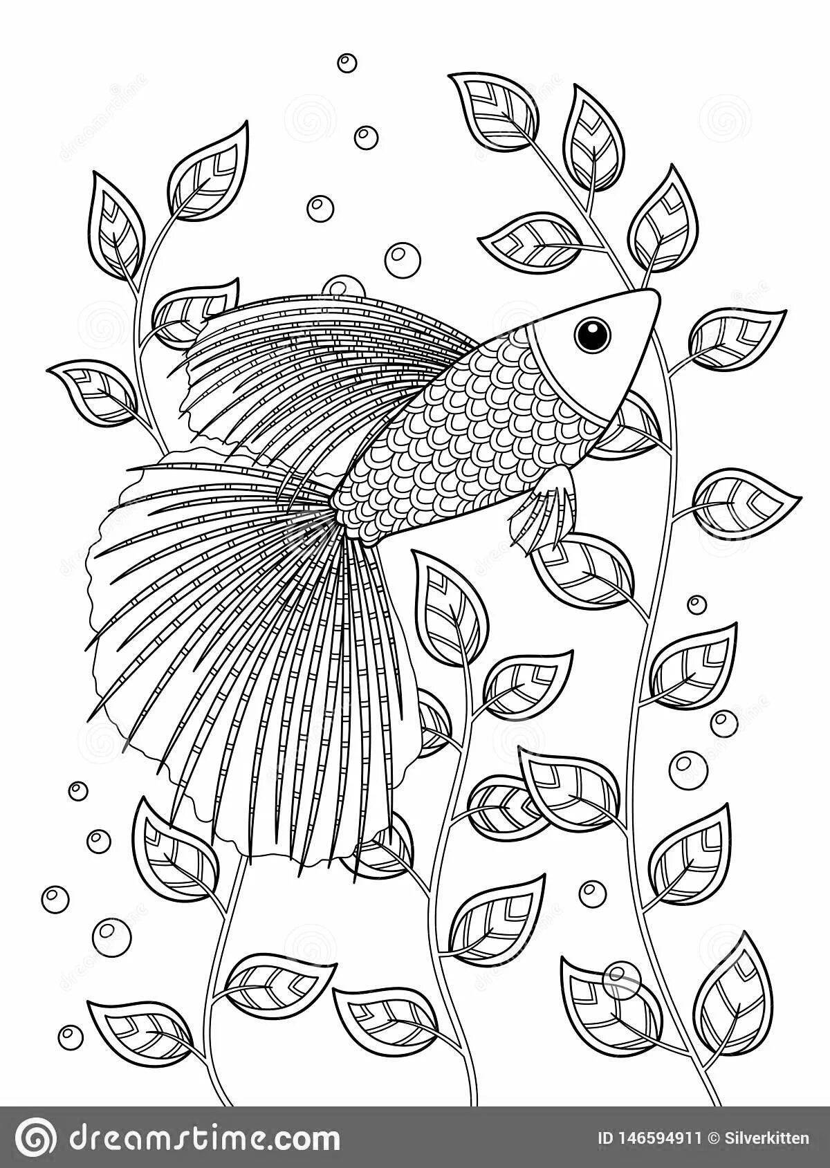 Раскраска яркая рыбка гуппи
