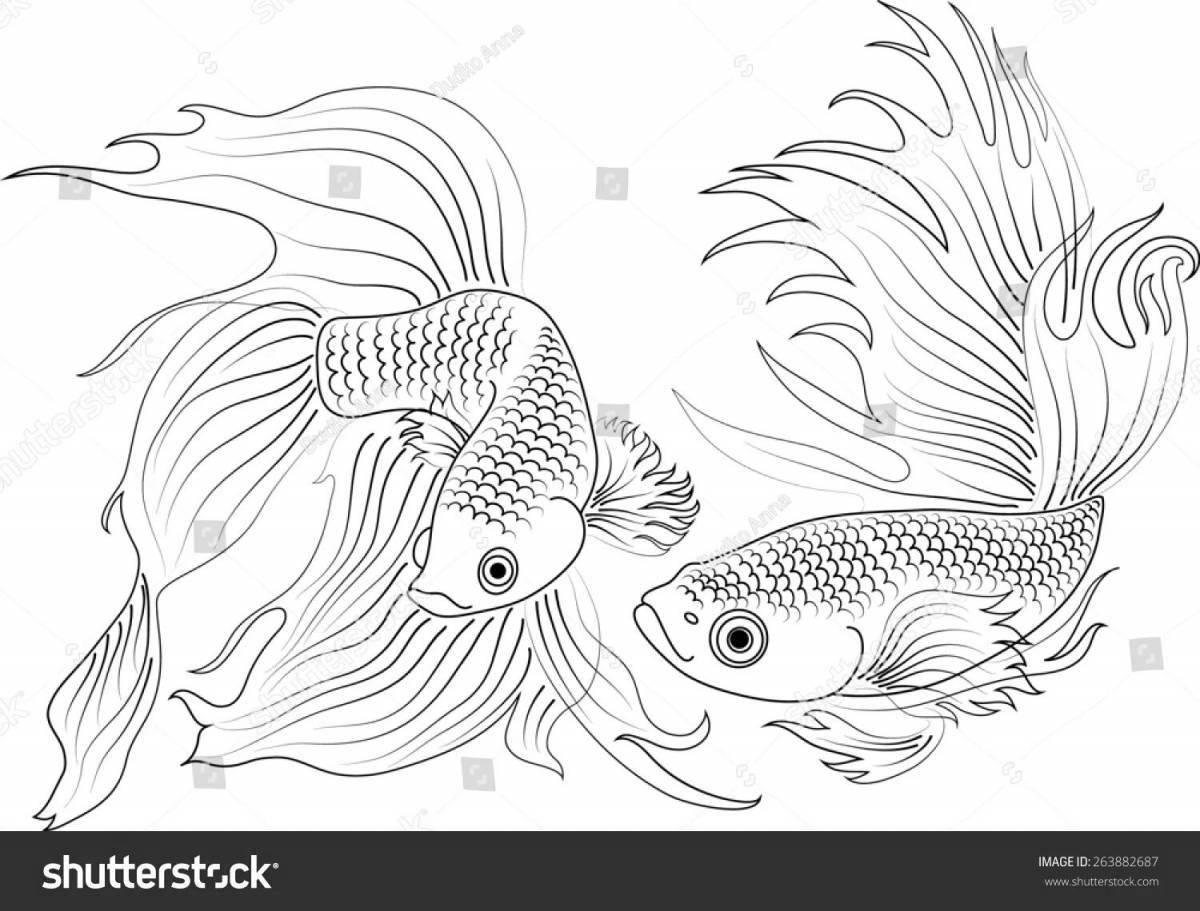 Анимированная страница раскраски рыбок гуппи