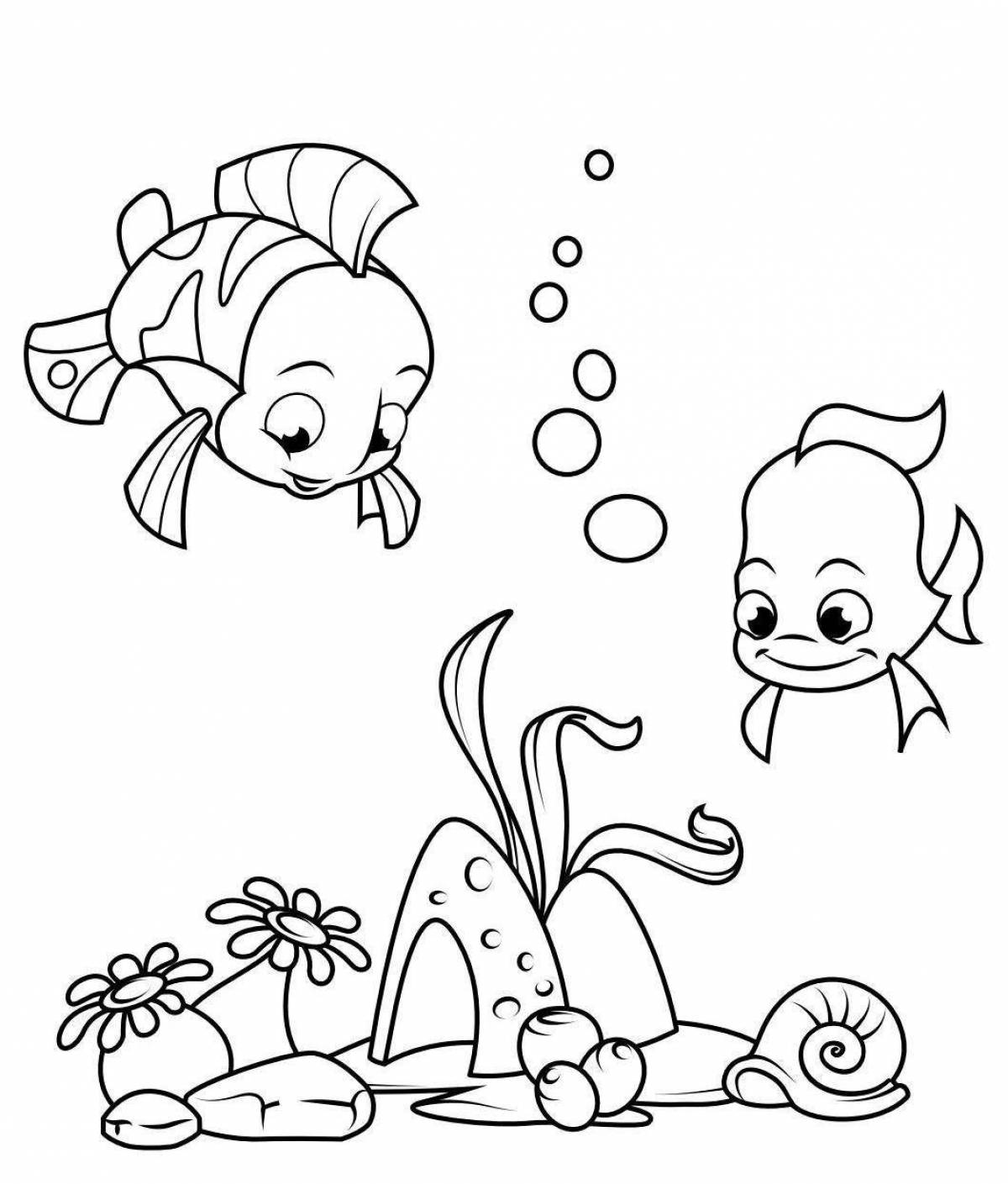 Coloring page dazzling guppy fish