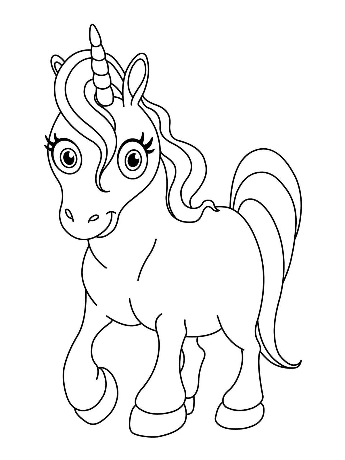Simple unicorn tempting coloring book