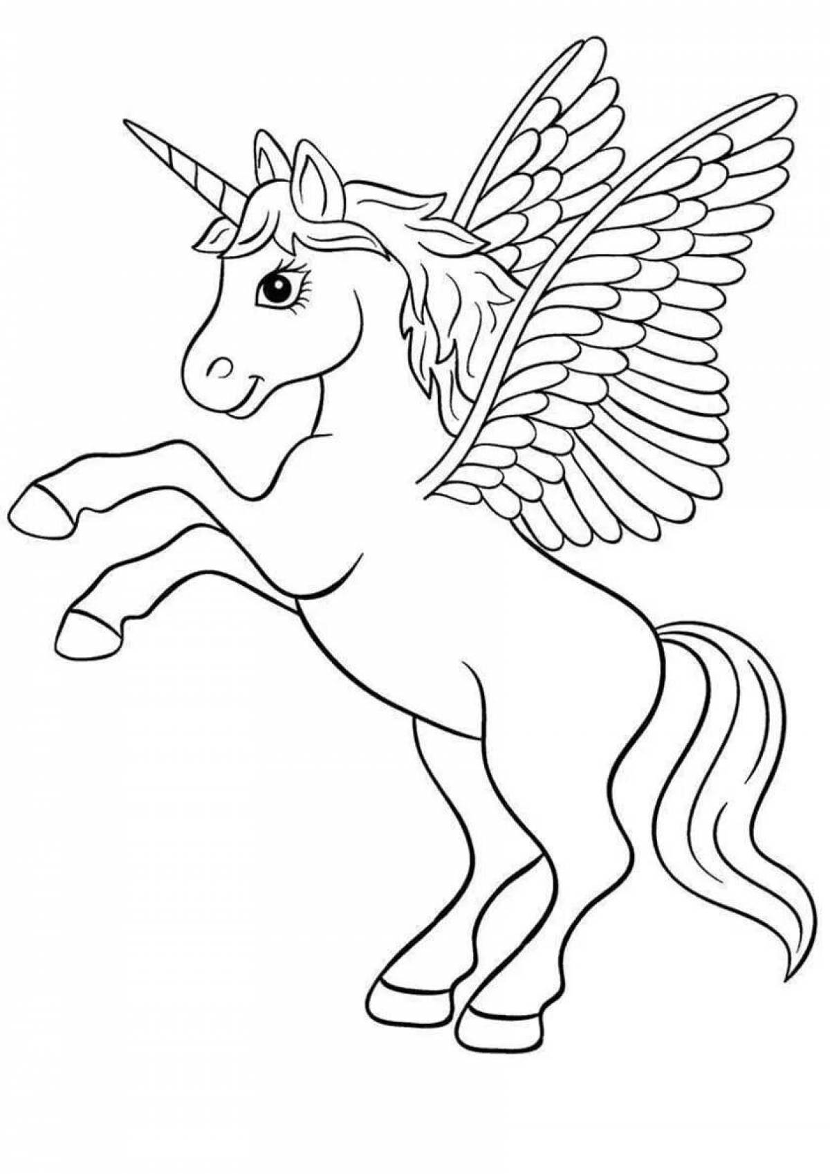 Bright coloring simple unicorn