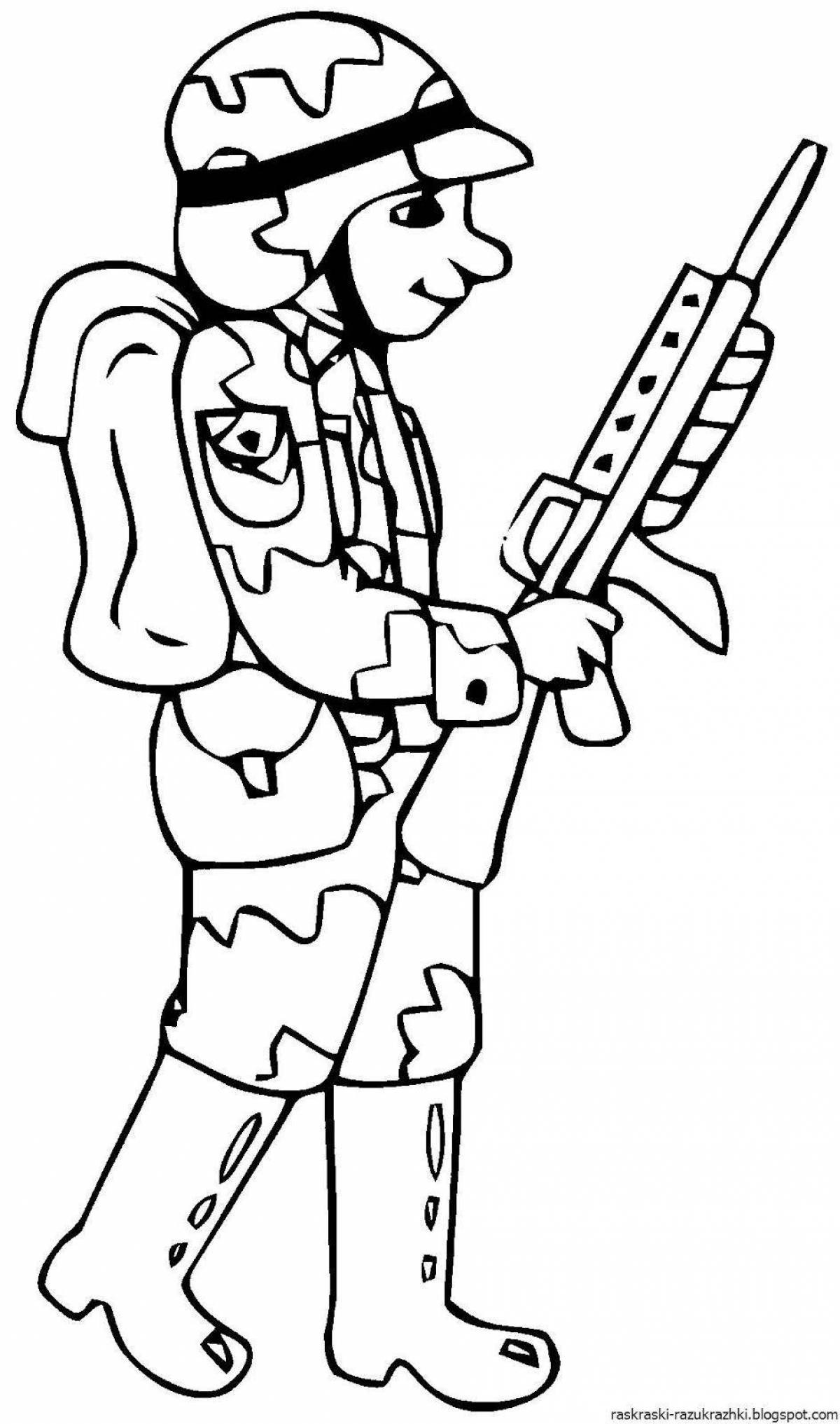 Courageous soldier coloring page