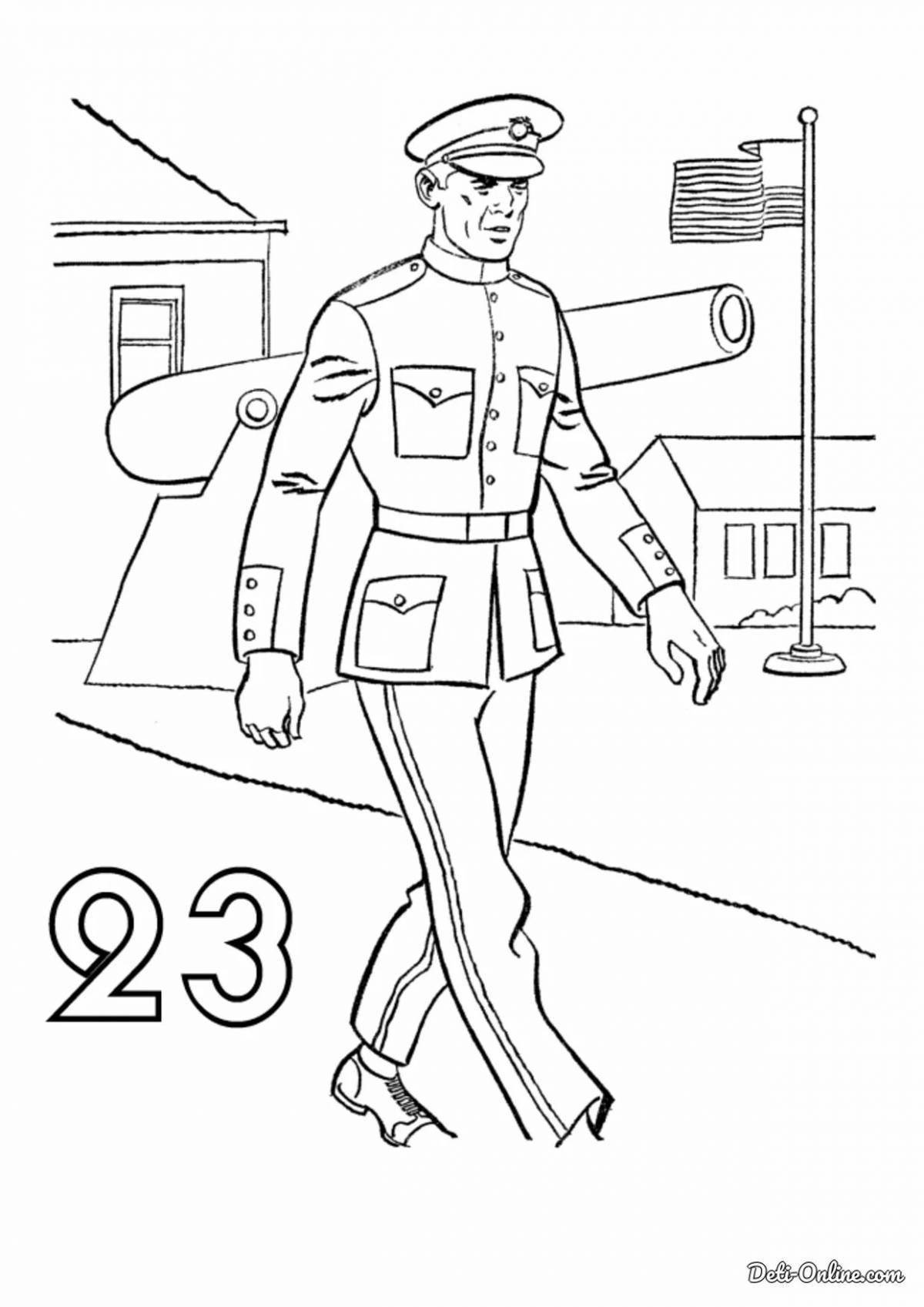 Impressive soldier coloring page