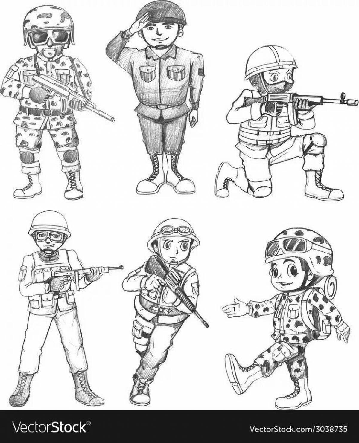 Charming soldier coloring page
