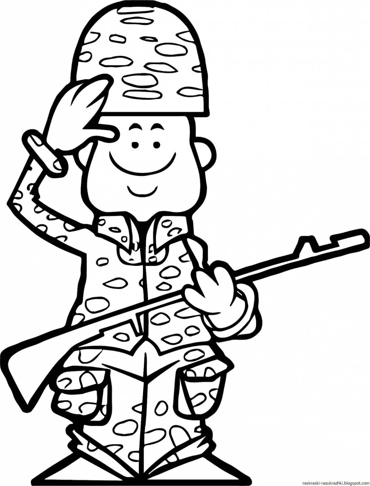 Mini soldier coloring page