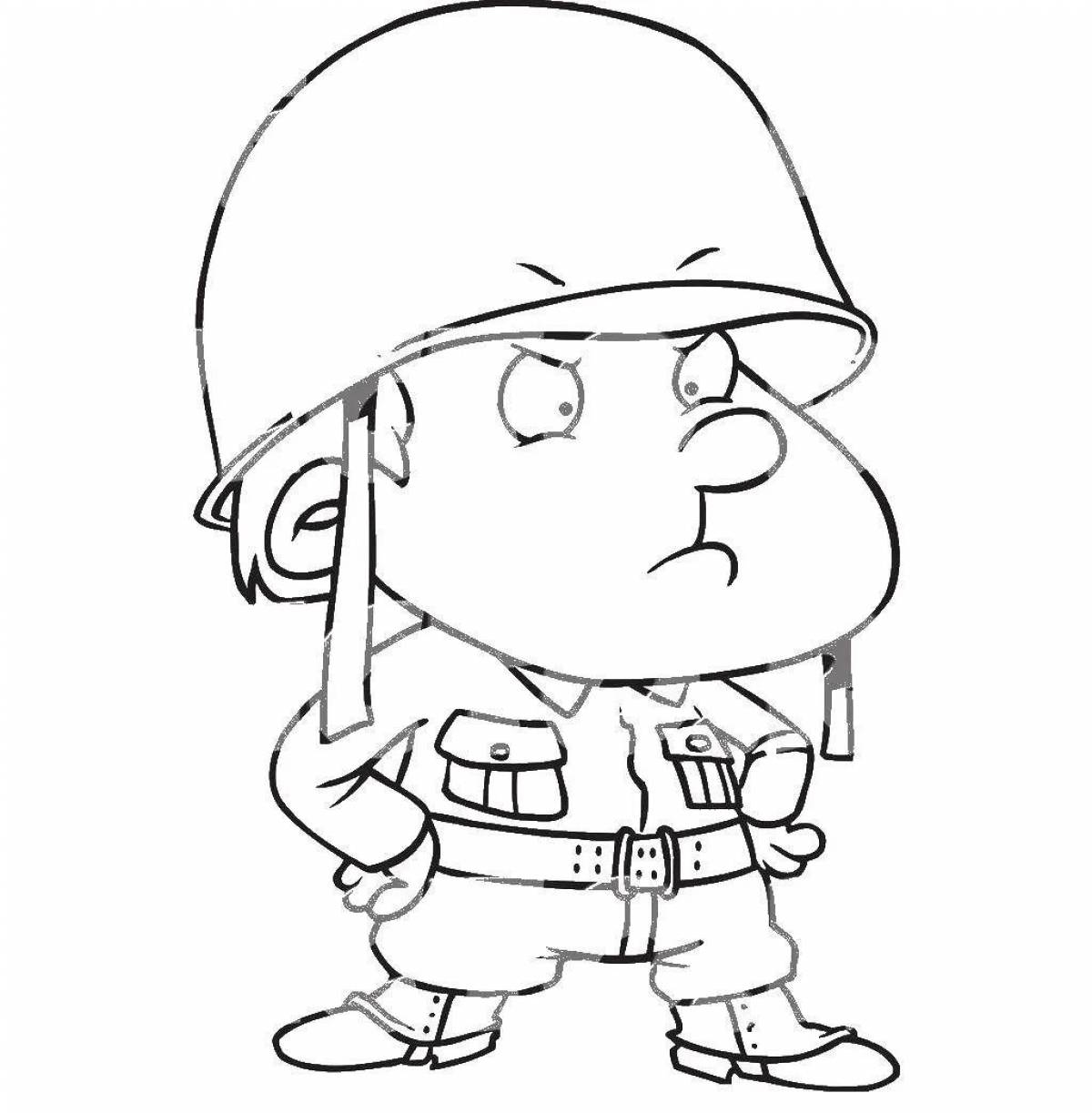 Tiny soldier coloring page