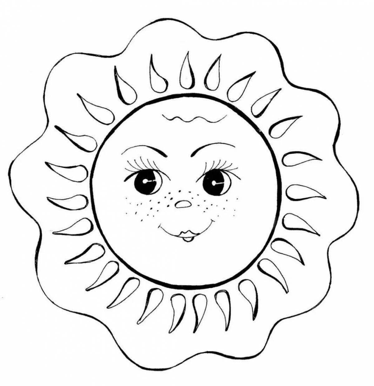 Playful carnival sun coloring page