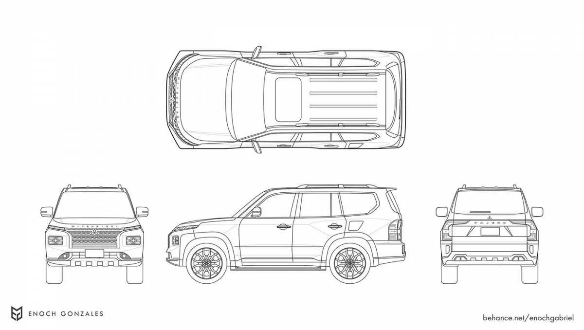 Раскраска mitsubishi pajero с яркими оттенками