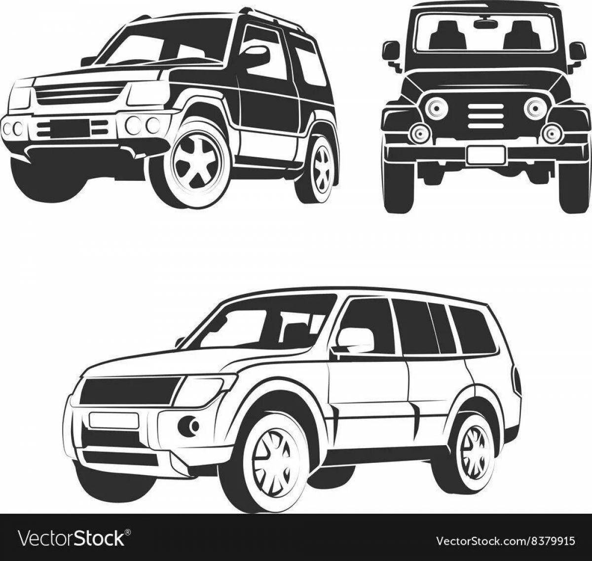 Красочно детализированная раскраска mitsubishi pajero