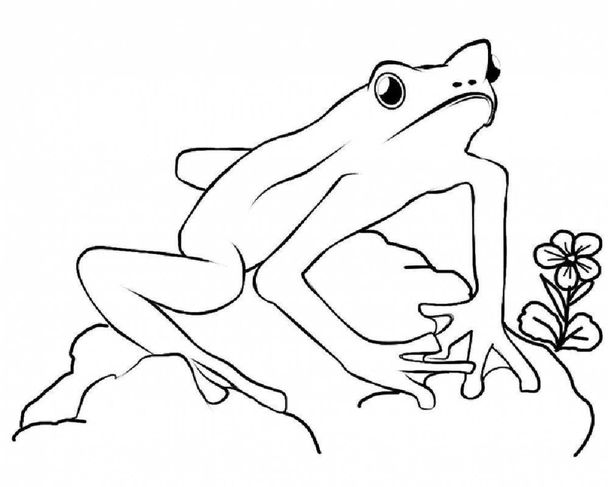 Раскраска веселая мультяшная лягушка