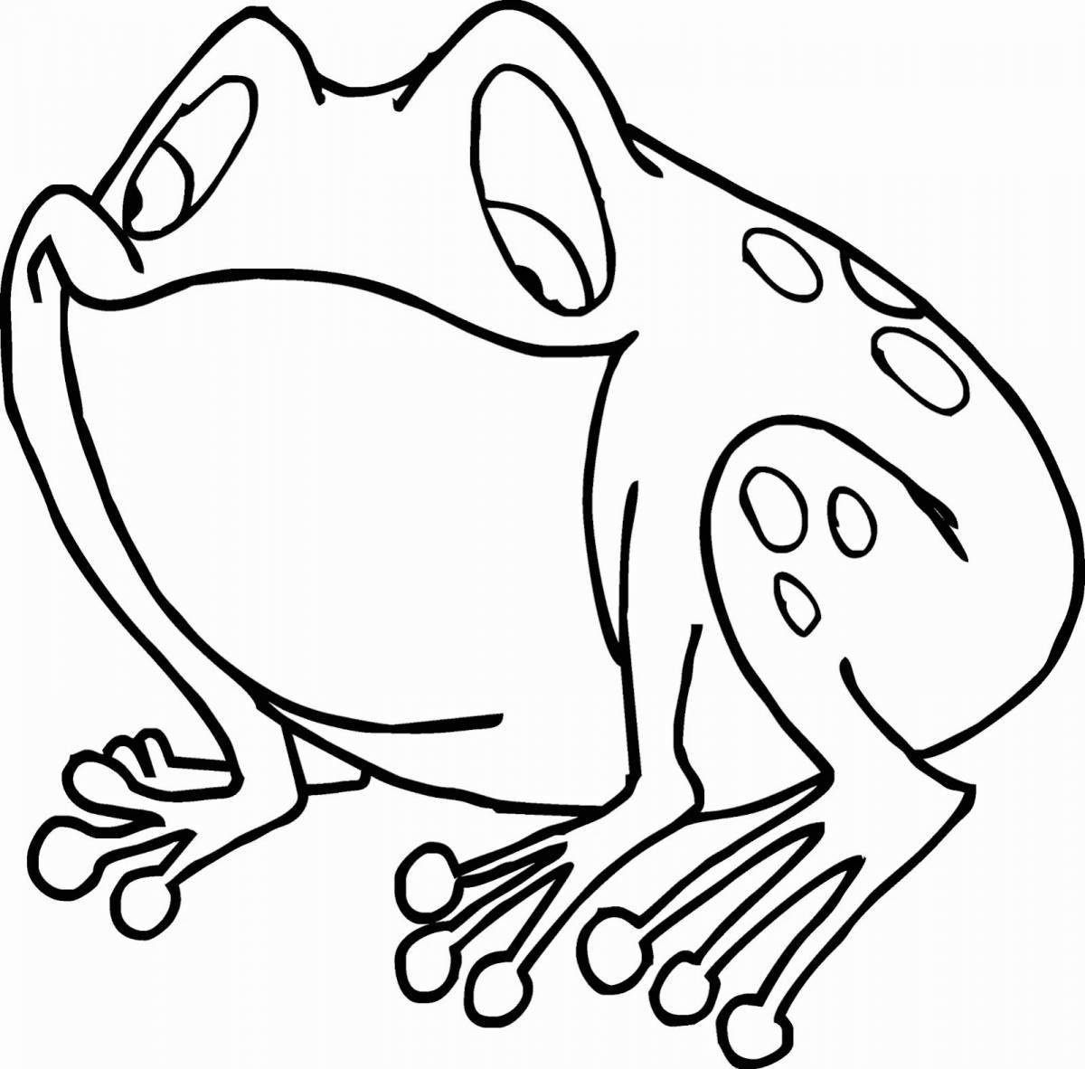 Coloring cartoon grinning frog
