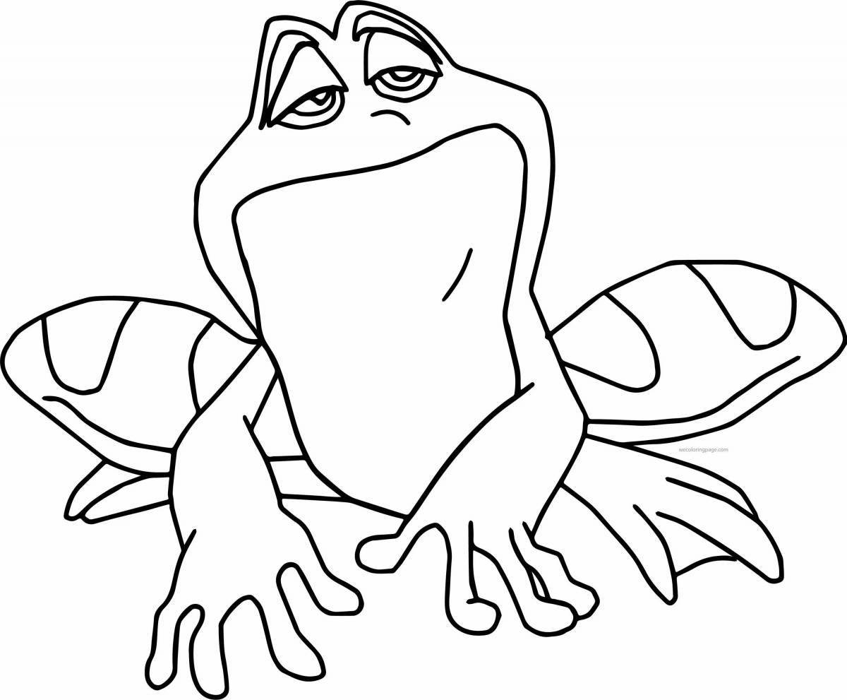 Увлекательная раскраска мультяшной лягушки