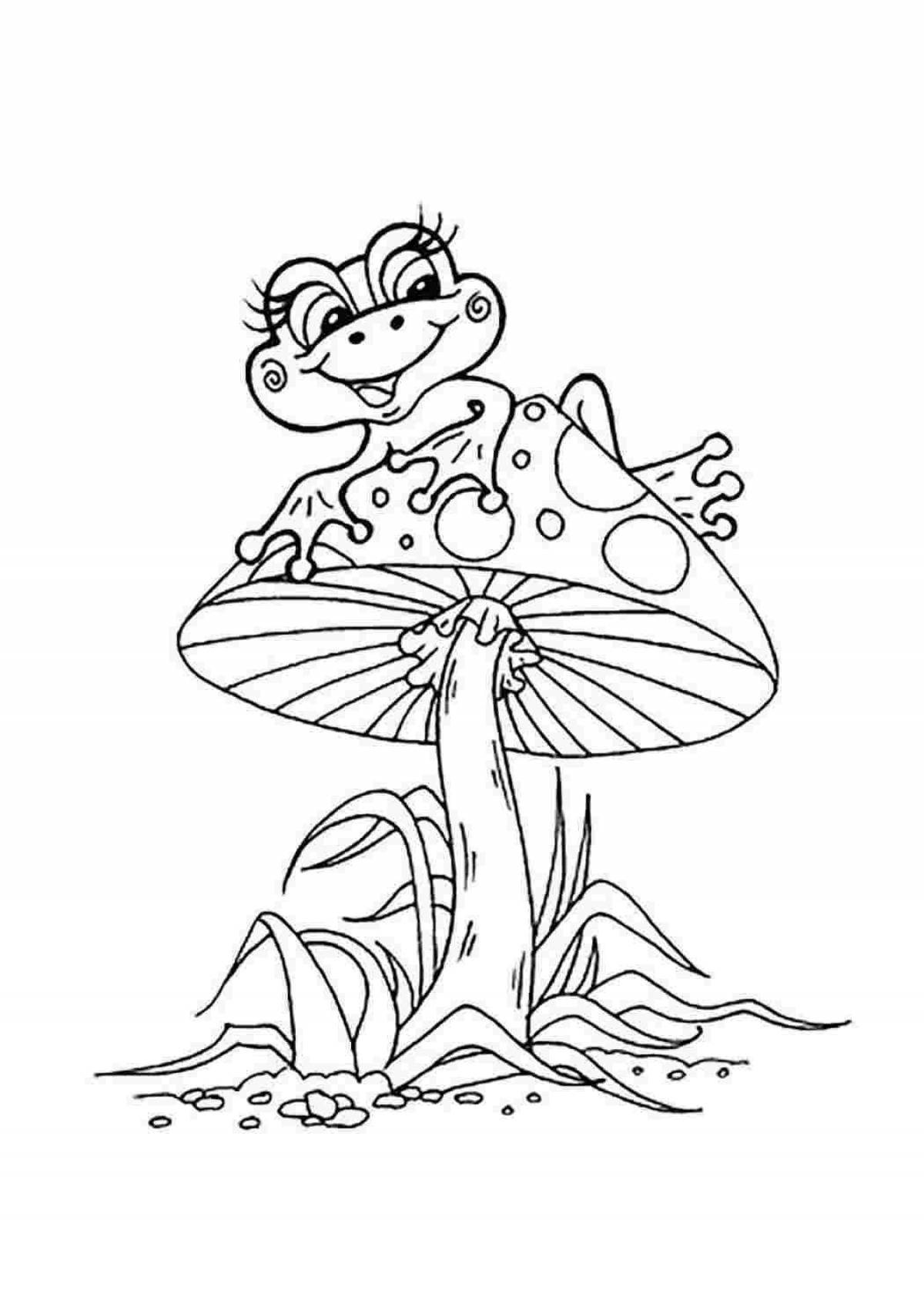 Energetic cartoon frog coloring book