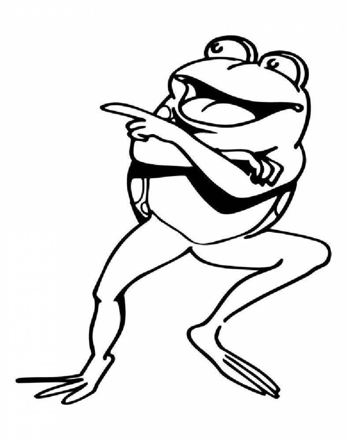 Раскраска жирная мультяшная лягушка