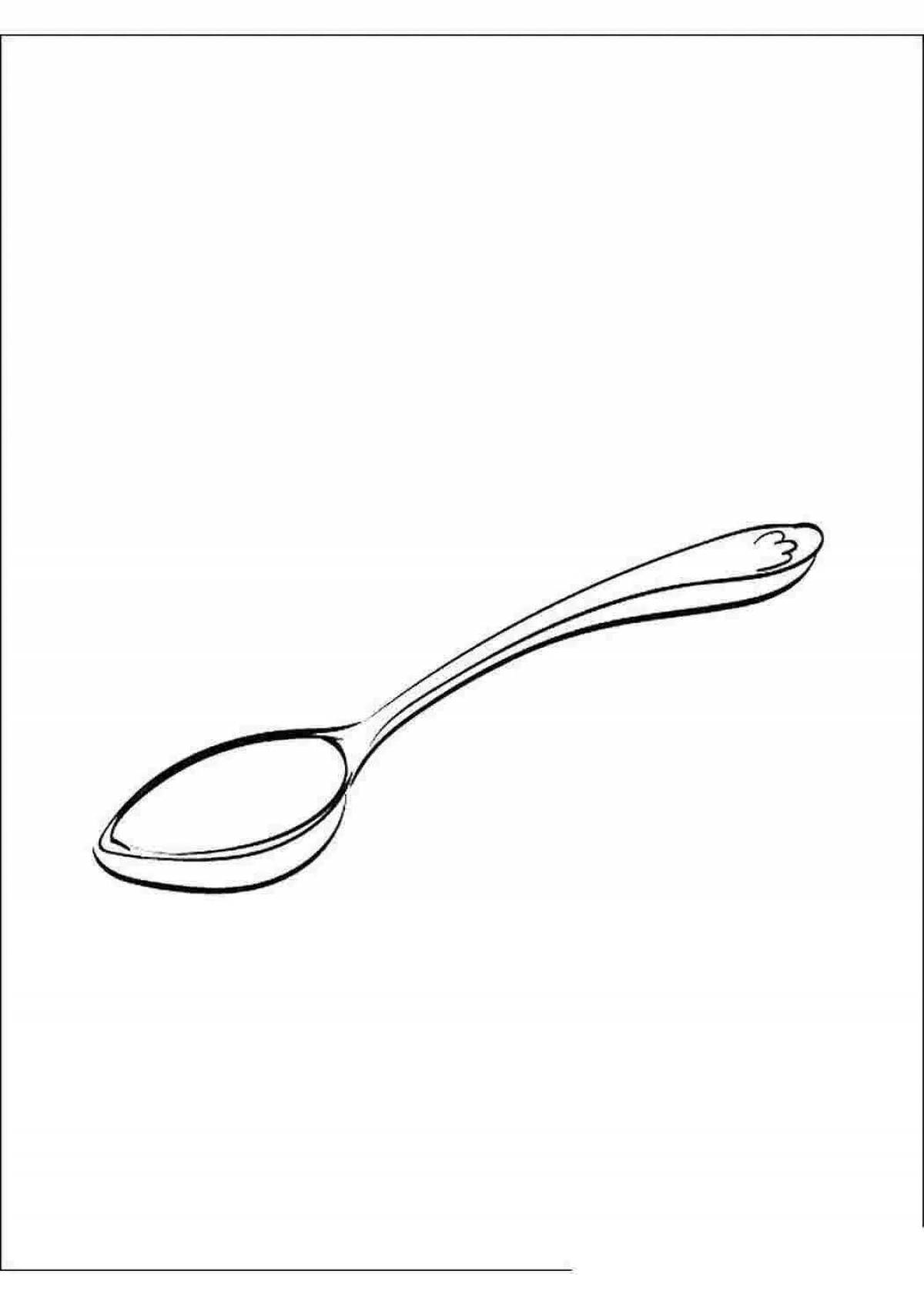 Coloring book dazzling tableware spoon