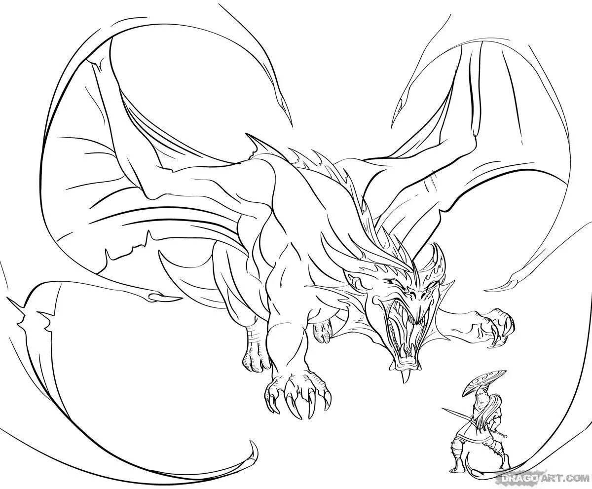 Creepy coloring dragon angry