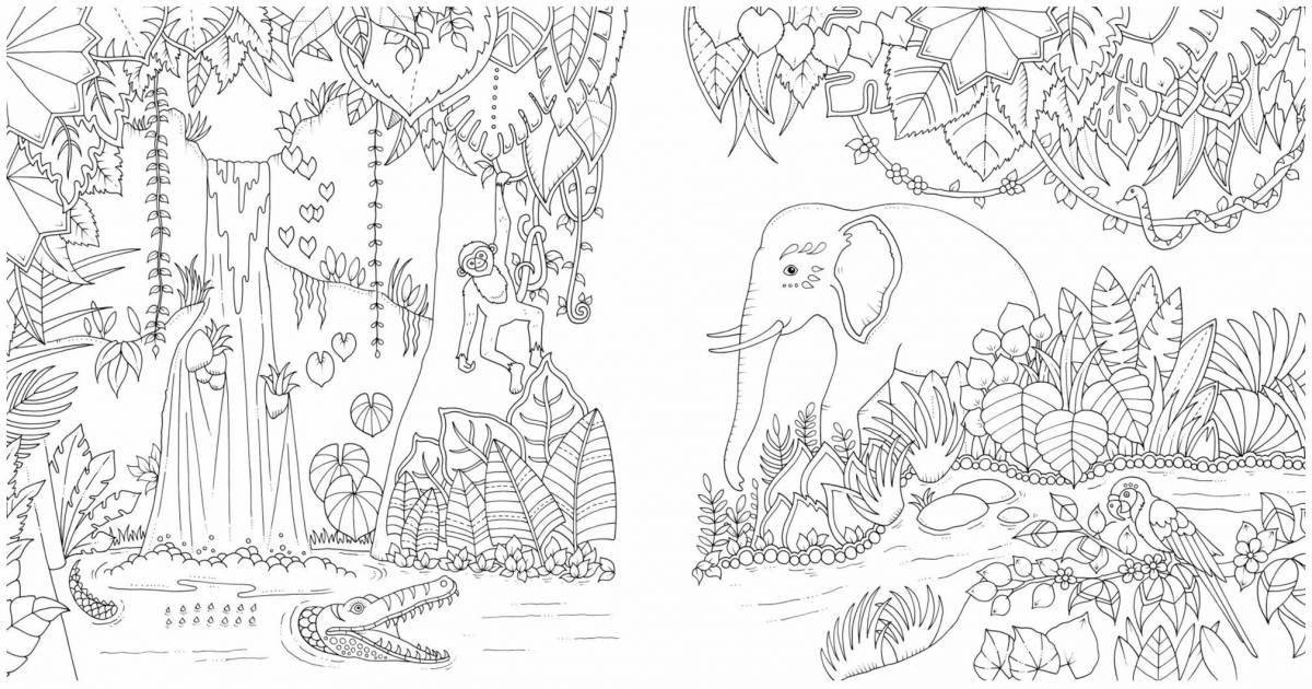 Amazing jungle coloring pages - vibrant