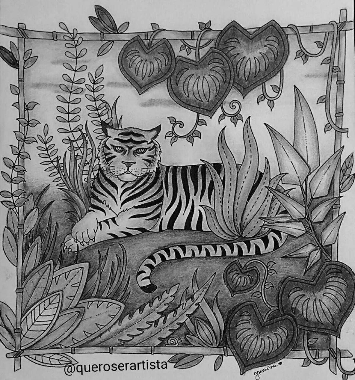 Amazing jungle coloring page - exotic