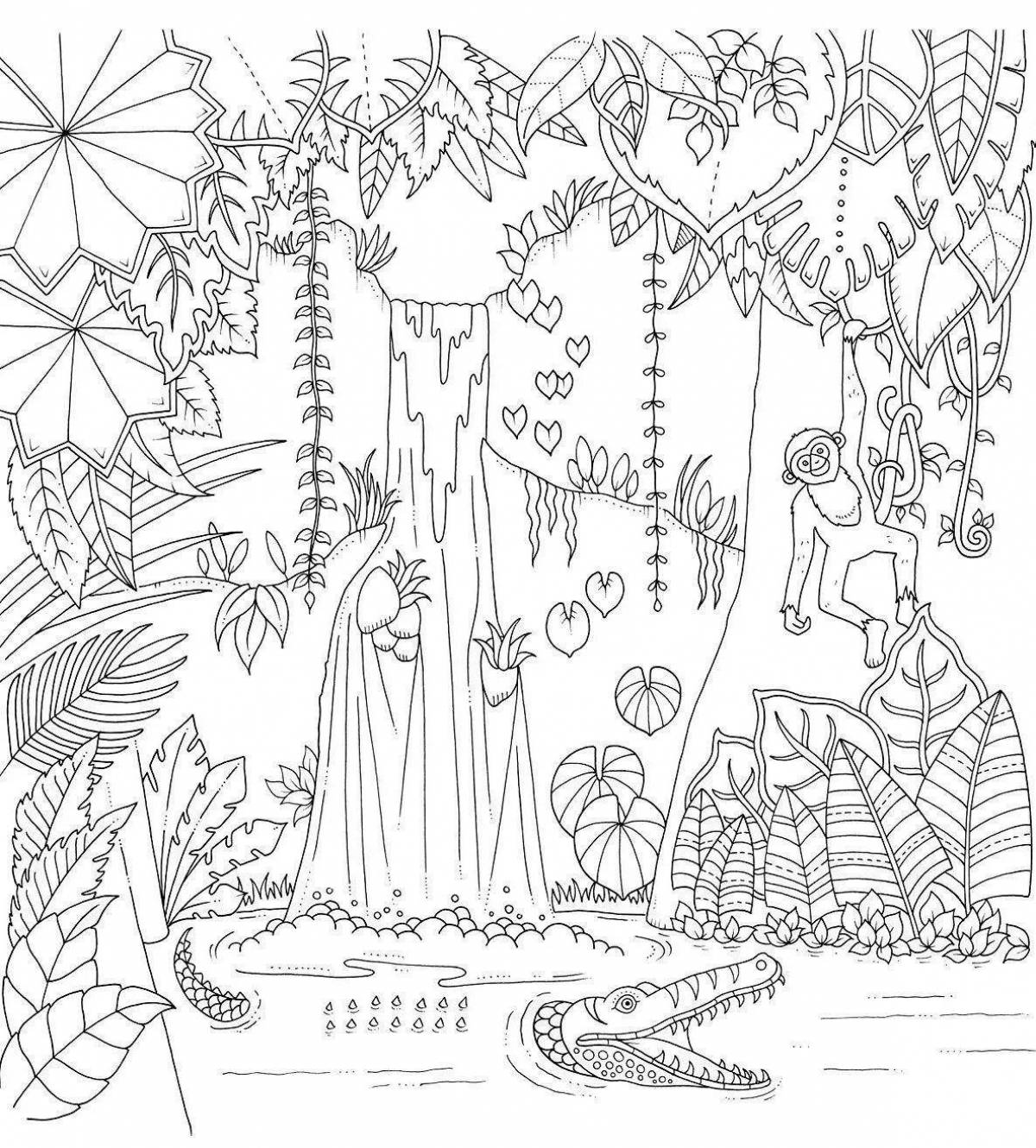 Amazing jungle coloring page - radiant