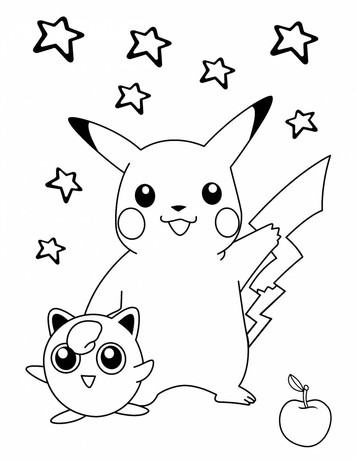 Adorable pikachu cat coloring page