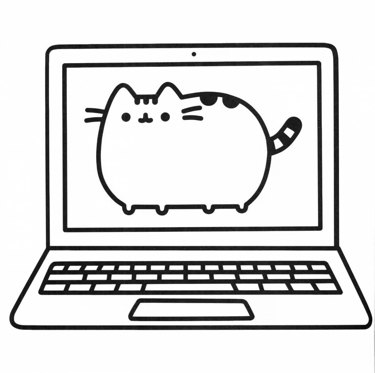 Coloring page playful chubby cat