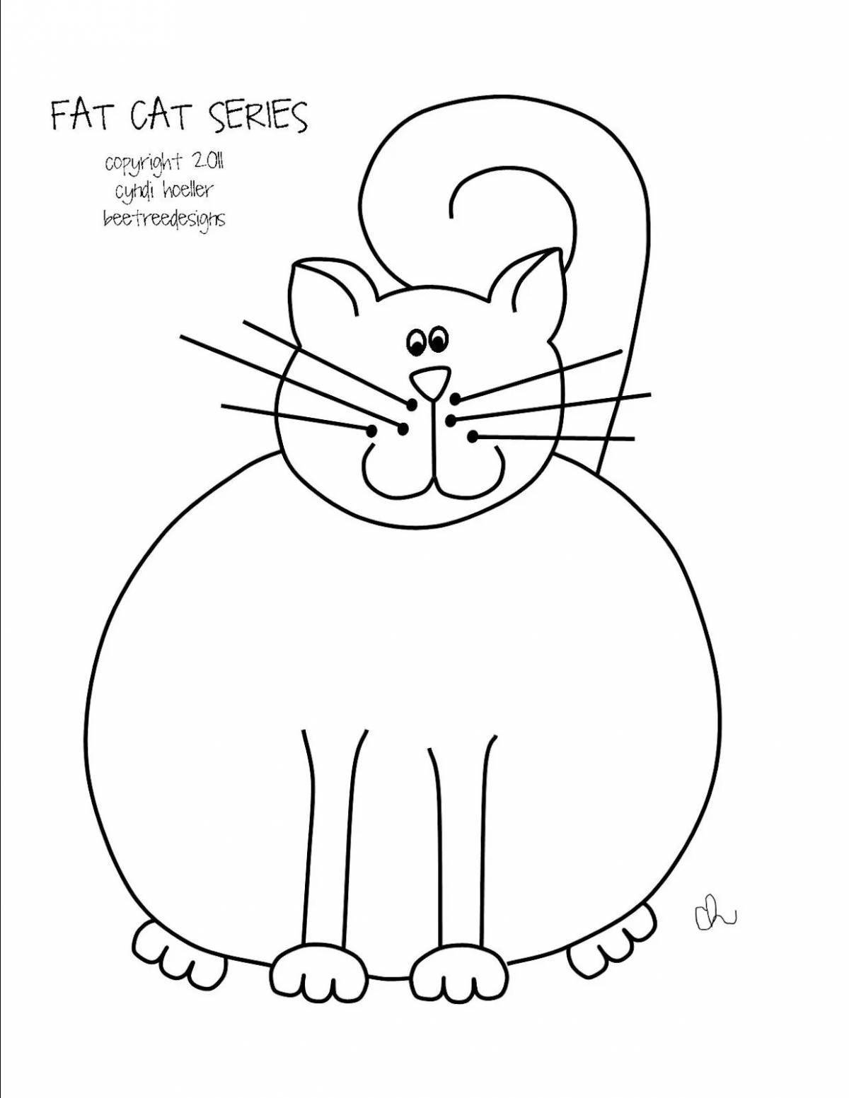 Coloring page funny chubby cat