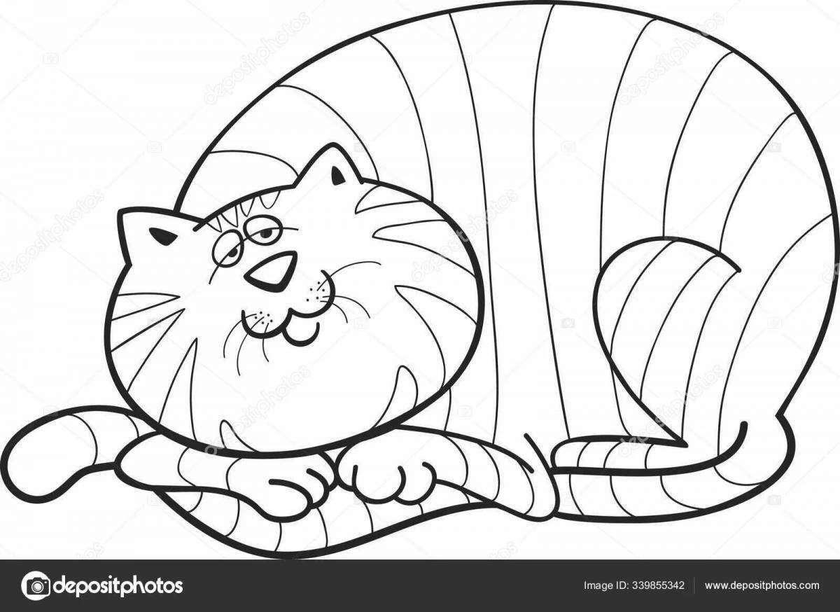 Coloring page sweet chubby cat