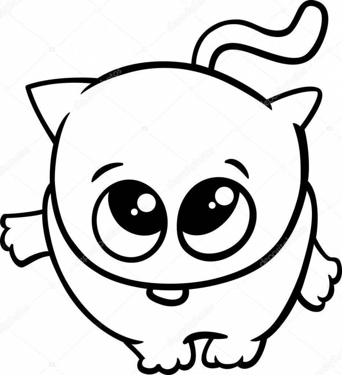 Очаровательная пухлая кошка-раскраска