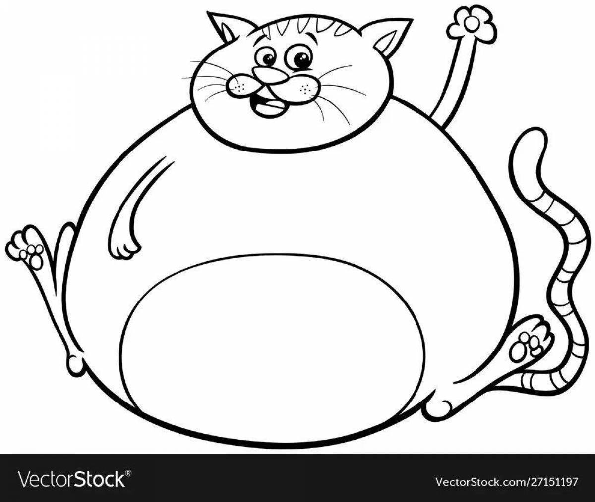 Coloring book happy chubby cat