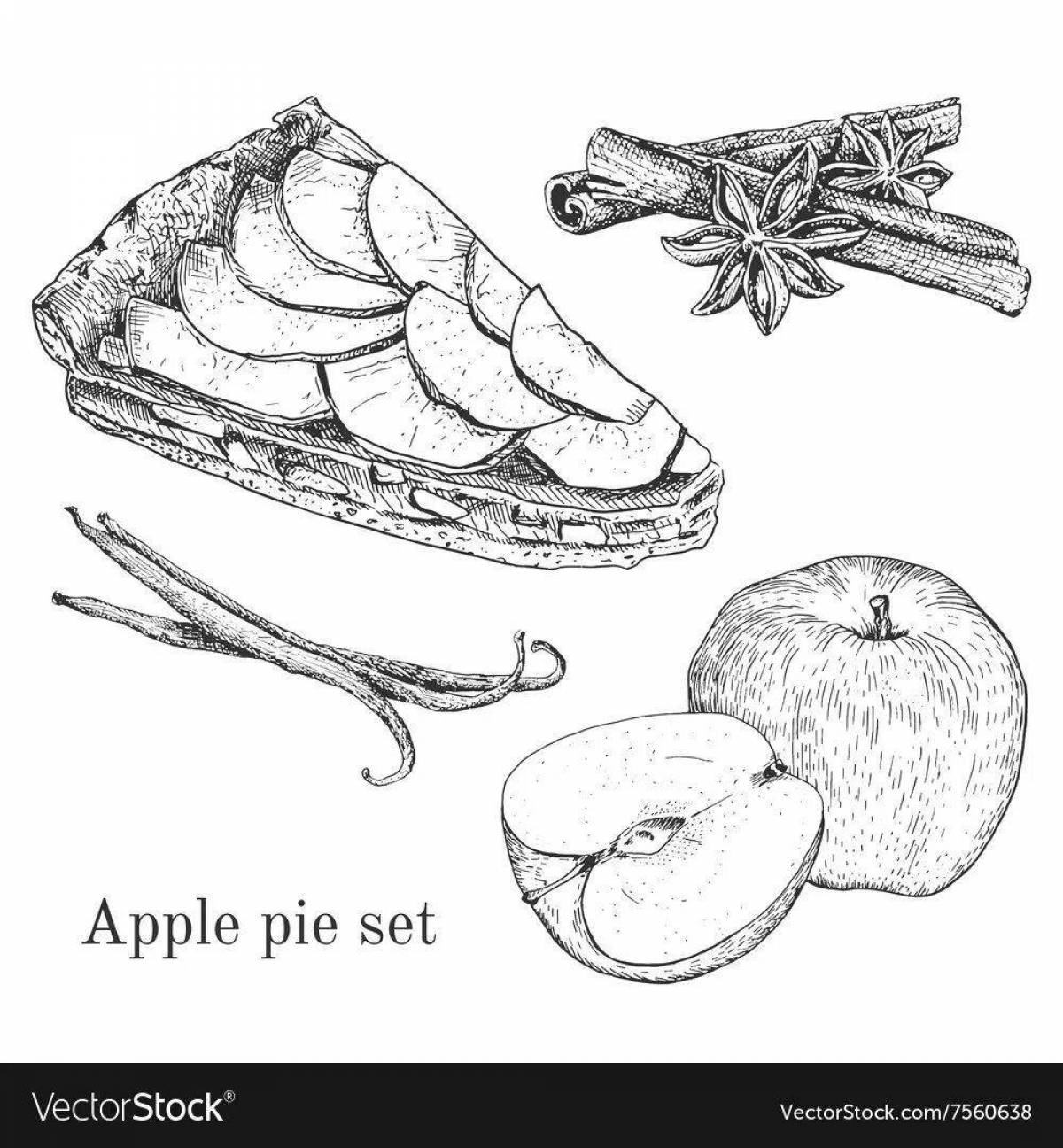 Сочная раскраска яблочный пирог