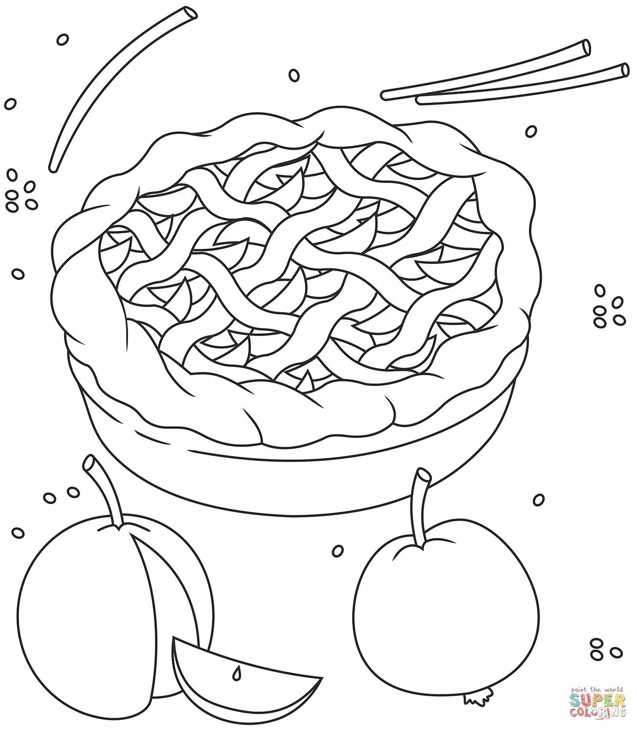 Раскраска пирог с яблоками