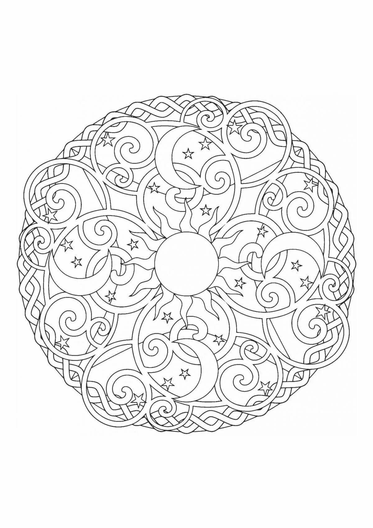 Colorful anti-stress round coloring book