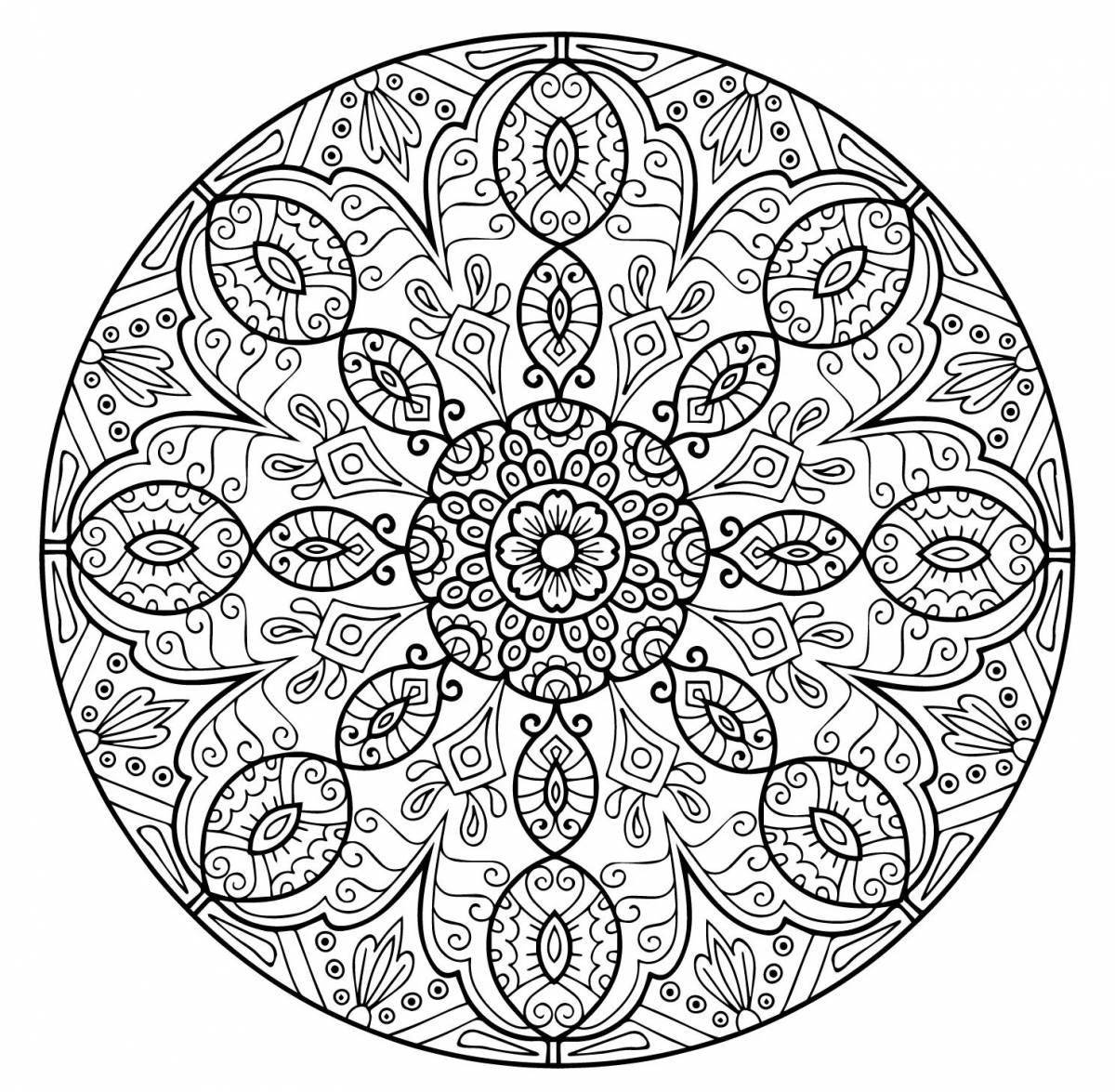 Calming anti-stress round coloring book