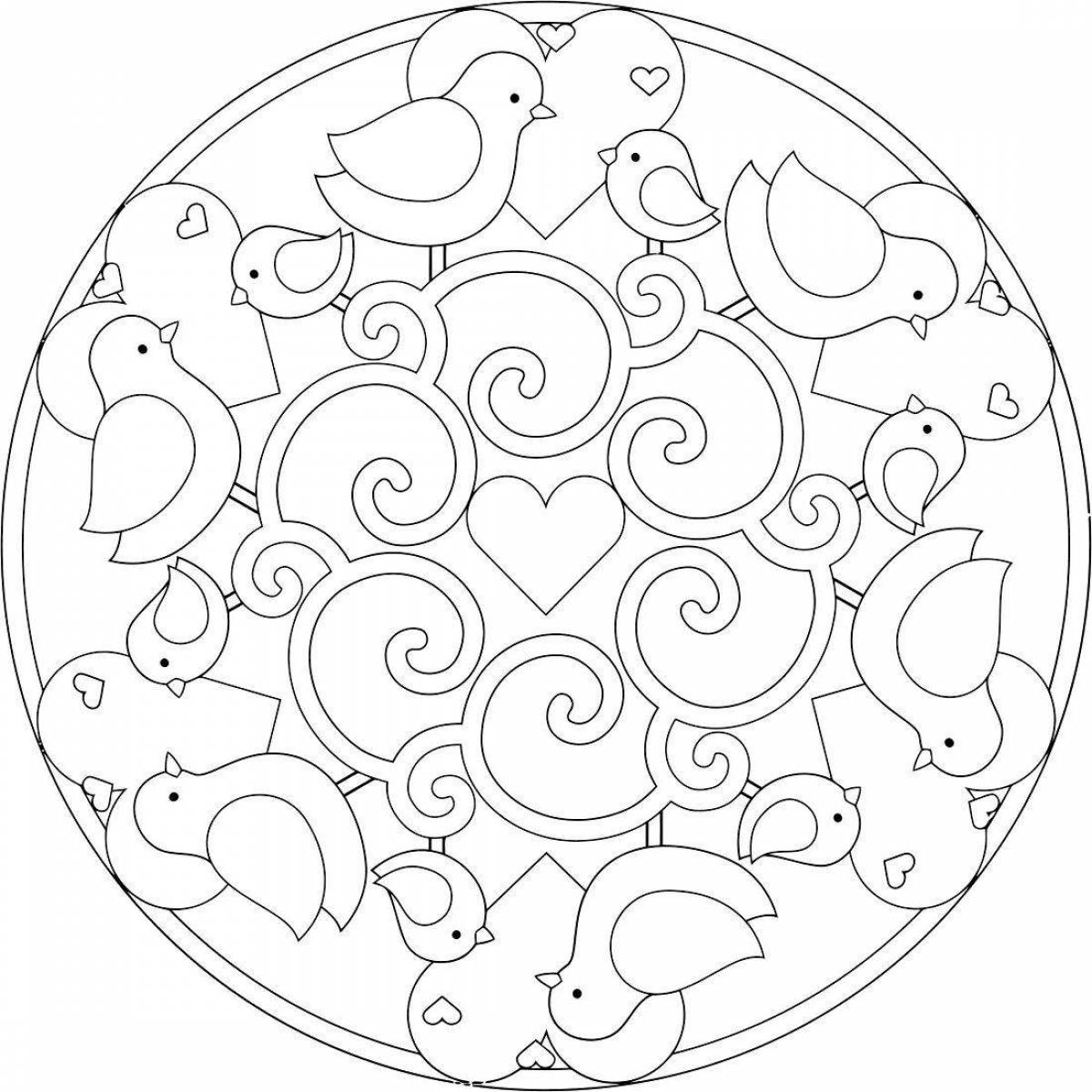 Playful anti-stress round coloring book