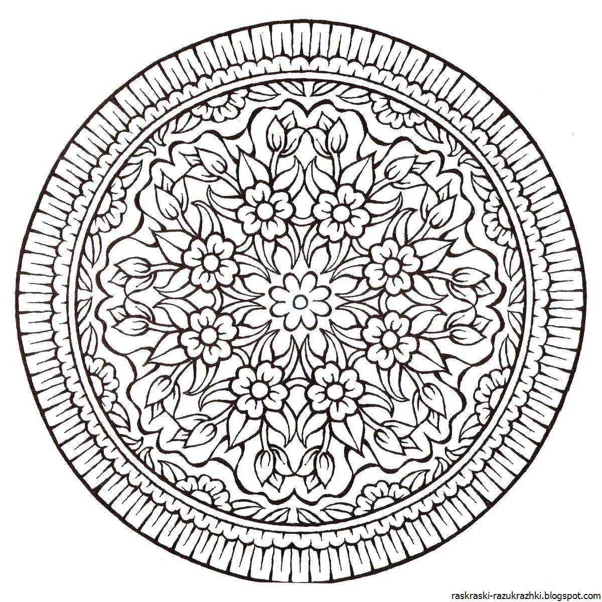 Delightful anti-stress round coloring book