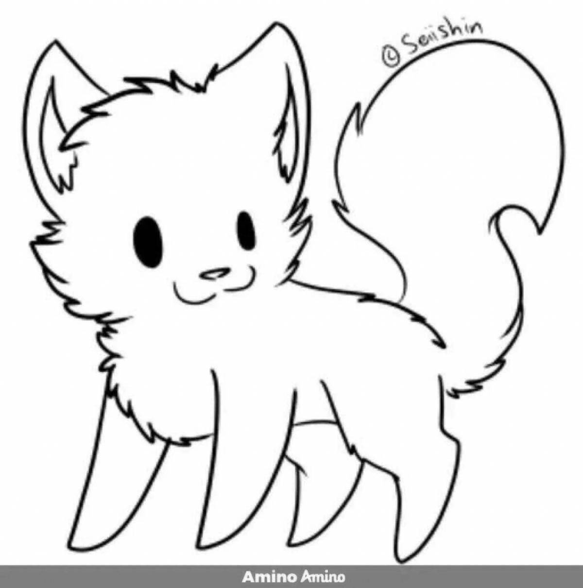 Coloring book magical anime beasts