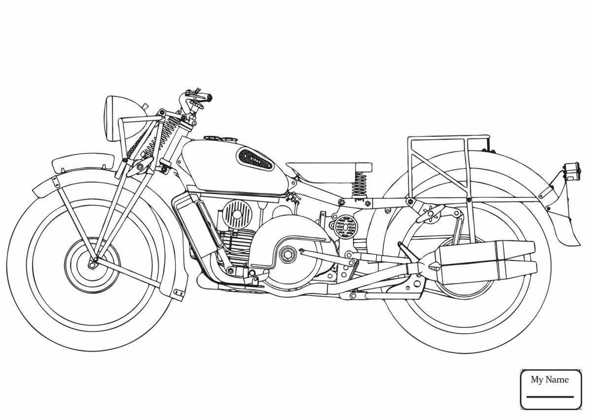 Раскраска с военным мотоциклом