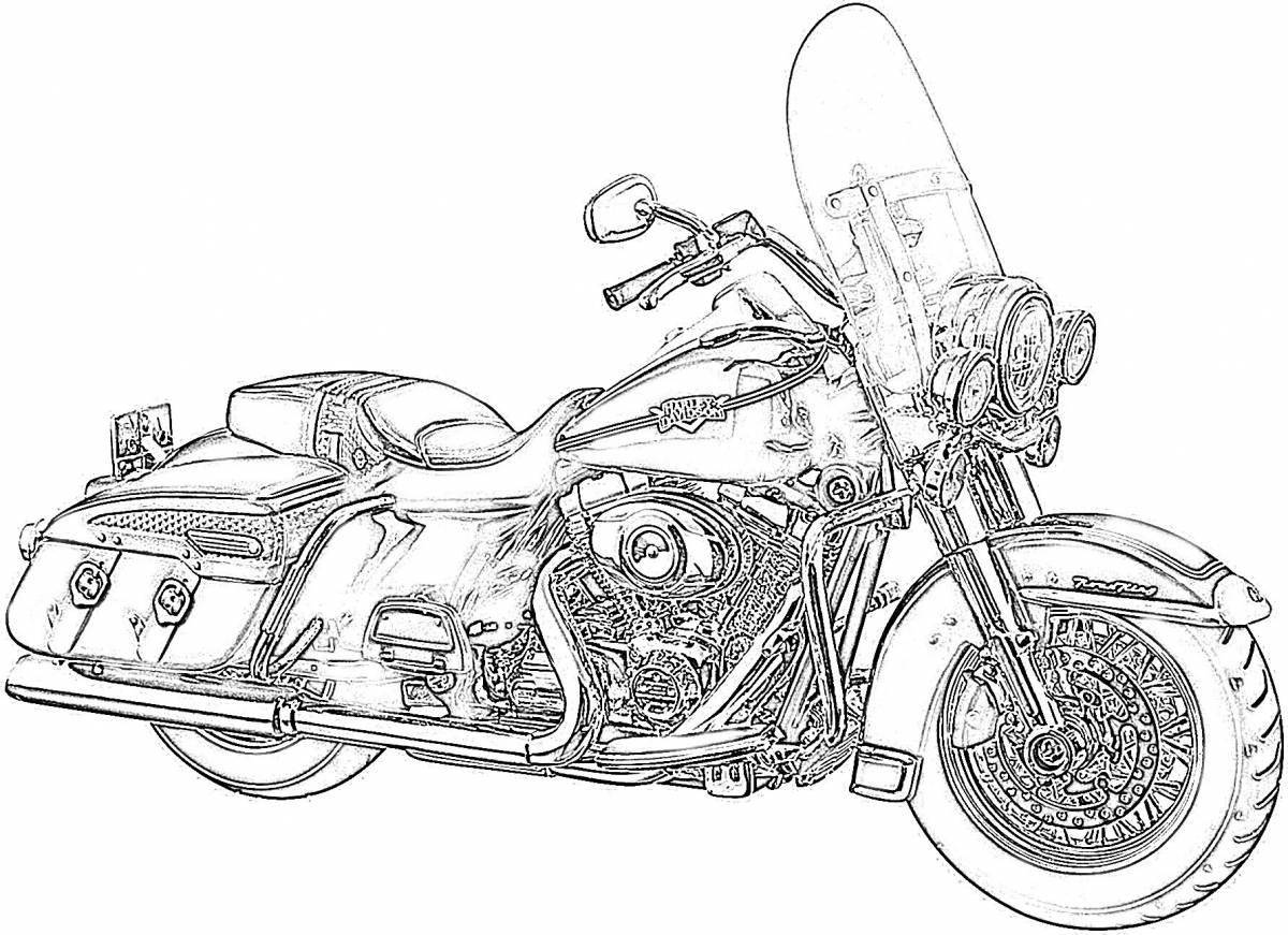 Coloring page of a powerful military motorcycle