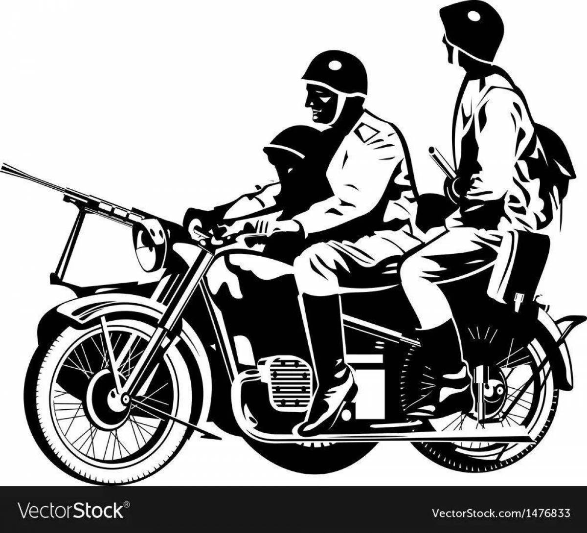 Great military motorcycle coloring book