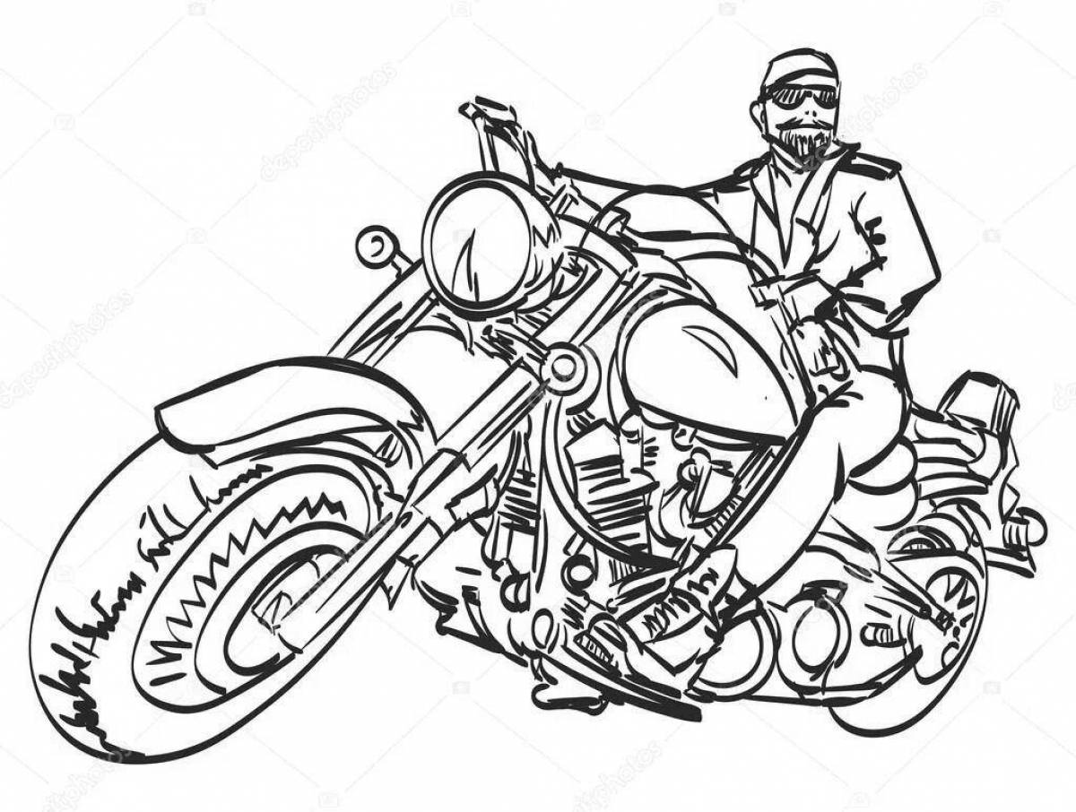 Exquisite military motorcycle coloring page