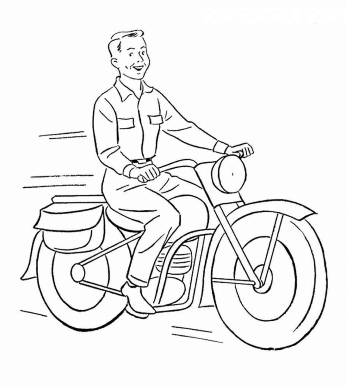 Monumental military motorcycle coloring page